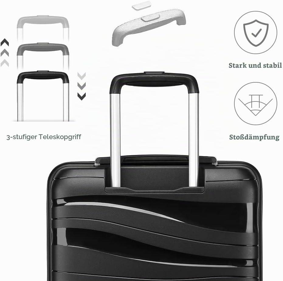 KONO Koffer Trolley Reisekoffer Mittelgross Leicht Hartschalenkoffer mit TSA Schloss Zwillingsrollen
