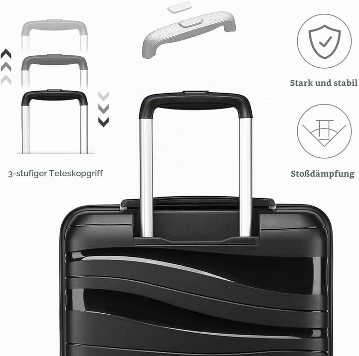 KONO Koffer Trolley Reisekoffer Mittelgross Leicht Hartschalenkoffer mit TSA Schloss Zwillingsrollen