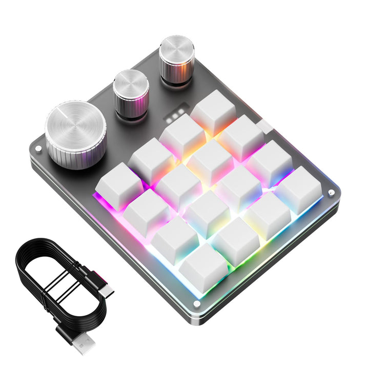 Denash Benutzer Definierte Mechanische Tastatur, Programmier Bares 16-Schlüssel-Macro-Pad mit 3 Knöp