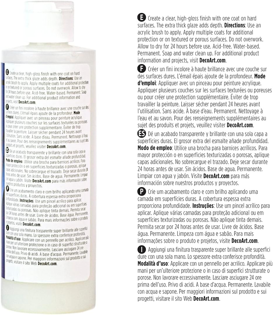 DecoArt Dreifach dicker, glänzender Glasur, 237 ml Flasche, Weiss/Blau 226.8 g (1er Pack) weiss / bl