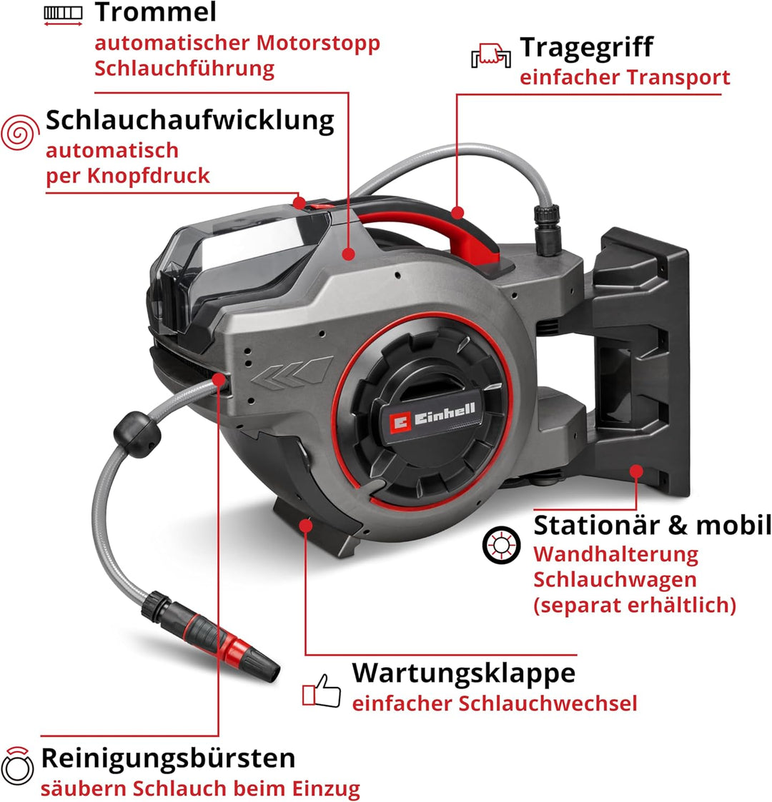 Einhell Akku-Schlauchtrommel GE-HR 18/30-1 Li-Solo Power X-Change (18 V, automatische Schlauchaufwic