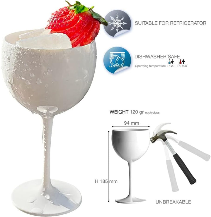 Doimoflair Ballonglas Weinglas aus Kunststoff Weinbecher Plastik Rotweinglas Weiss 40 cl. Set 6 Stüc