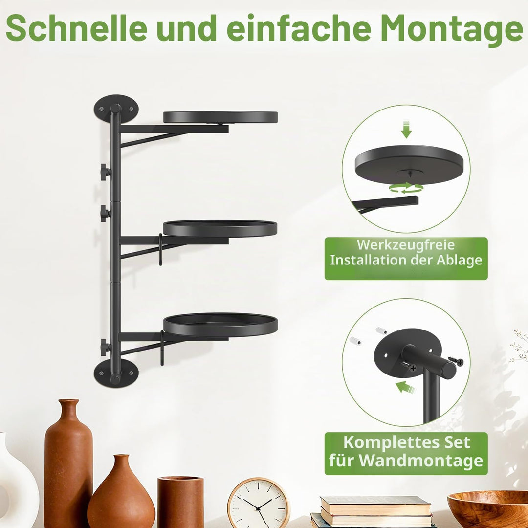 iDavosic.ly Wand Pflanzenhalter, Metall Blumenständer mit 2 Haken, Wandmontage Blumenregal für Fenst
