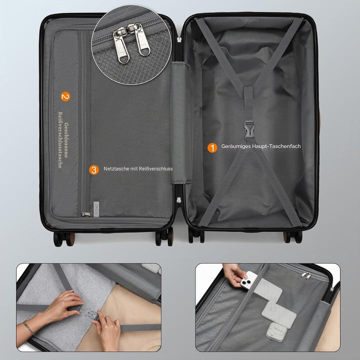Kono 61 cm grosser Koffer, Leichter ABS+Polycarbonat-Hartschalentrolley, modischer Reise-Check-in-Et