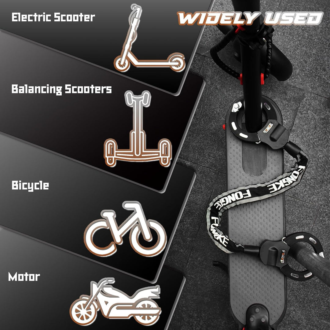 E Scooter Schloss, Schloss für E Scooter mit Wasserdichte Tasche, Fahrrad Schloss Diebstahlsicher, H