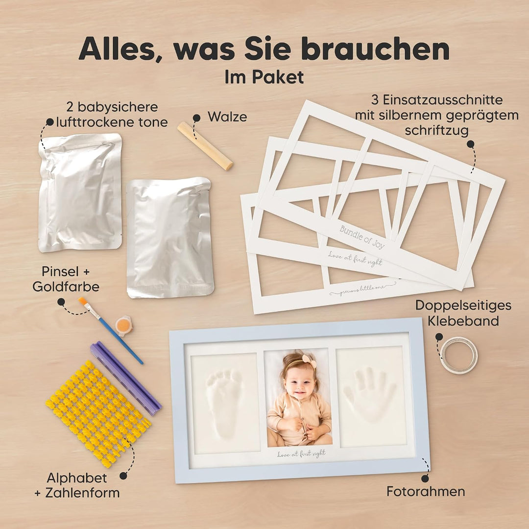 KeaBabies Baby Handabdruck Und Fussabdruck Set - Ton Handabdruck Andenken Rahmen, Neugeborenen Kinde