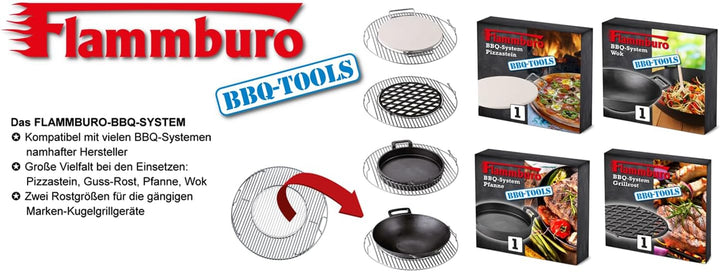 FLAMMBURO BBQ-System Grillrost rund Ø 47/44 cm - auch in 57/54,5 cm erhältlich, aus verchromtem Stah