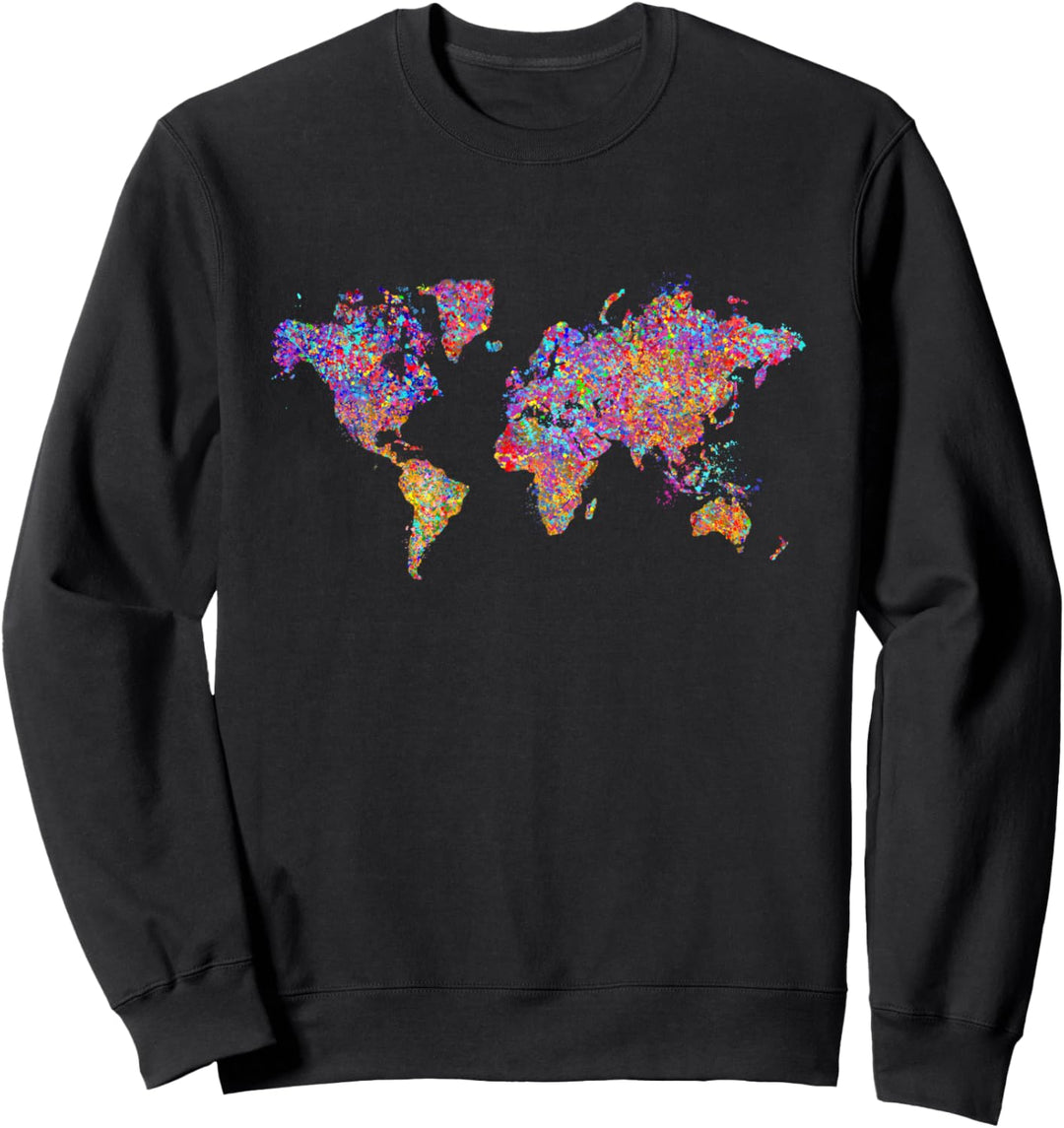 Weltkarte, Tropfkunst Sweatshirt