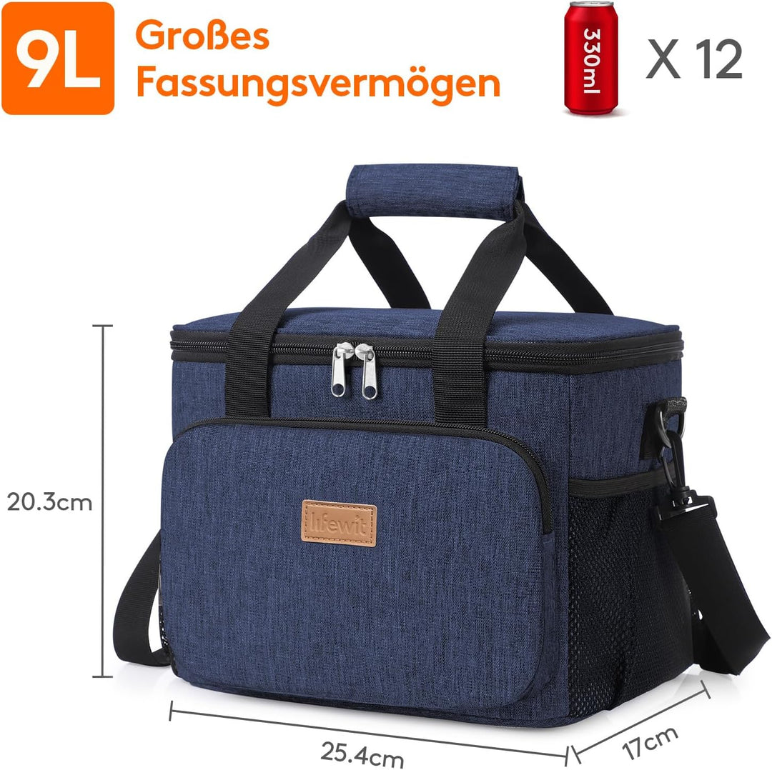 Lifewit Kühltasche klein, Isolierte Cooler Bag, Lunchtasche 9L 12 Dosen Dunkelblau 9L, Dunkelblau 9L