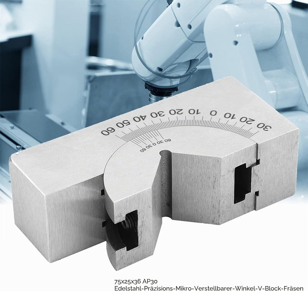 Winkel-V-Blockfräsen, 75 x 25 x 36 AP30 V-Block mit einstellbarem Winkel Präzisionsmessmikro-Fräsein