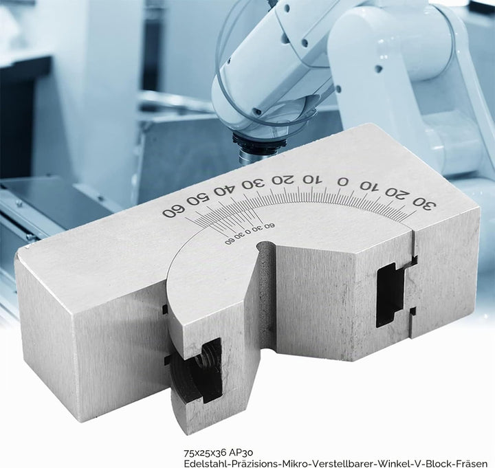 Winkel-V-Blockfräsen, 75 x 25 x 36 AP30 V-Block mit einstellbarem Winkel Präzisionsmessmikro-Fräsein