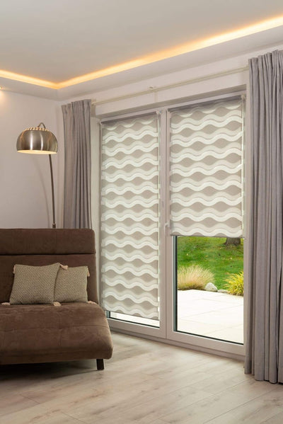 K-home Klemmfix Doppelrollo "Welle" ohne Bohren - Grau 65 cm x 150 cm (B x L) 65 x 150 cm Grau, 65 x