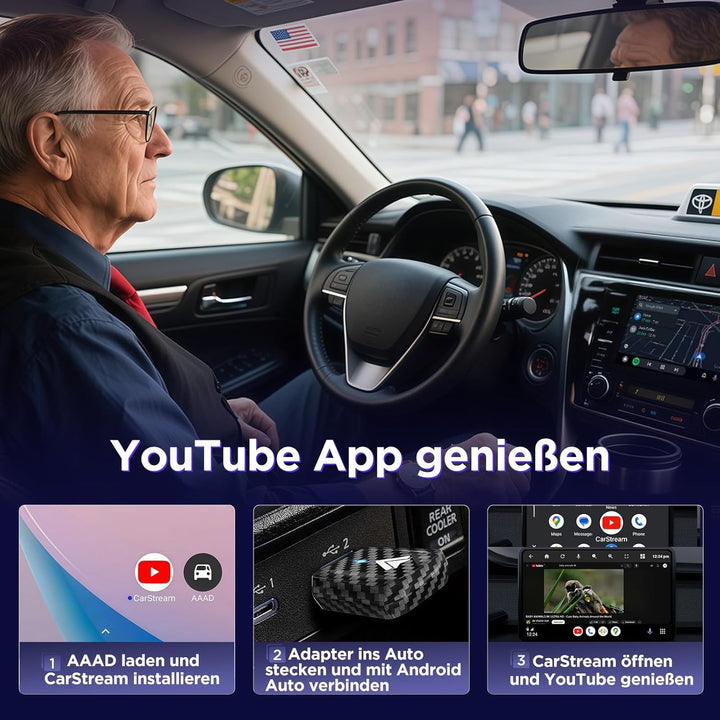 Android Auto Wireless Adapter U2AC-L9, 2025 Mini Car Dongle für kabelgebundenes Android Auto, USB A/