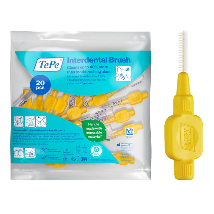 TePe Interdentalbürste, Original, Gelb, 0,7 mm/ISO 4, 20 Stk., Plaque-Entfernung, effiziente Reinigu