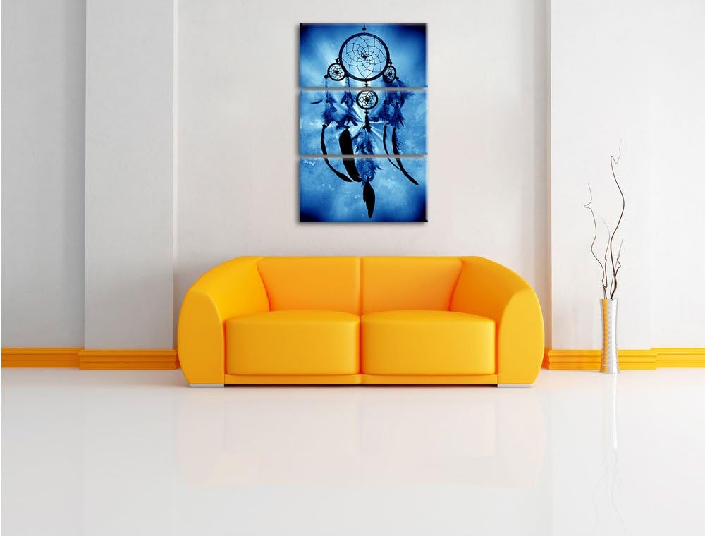 Pixxprint Indianischer Traumfänger als Leinwandbild | Grösse: 3 Teilig (120x80) | Wandbild| Kunstdru