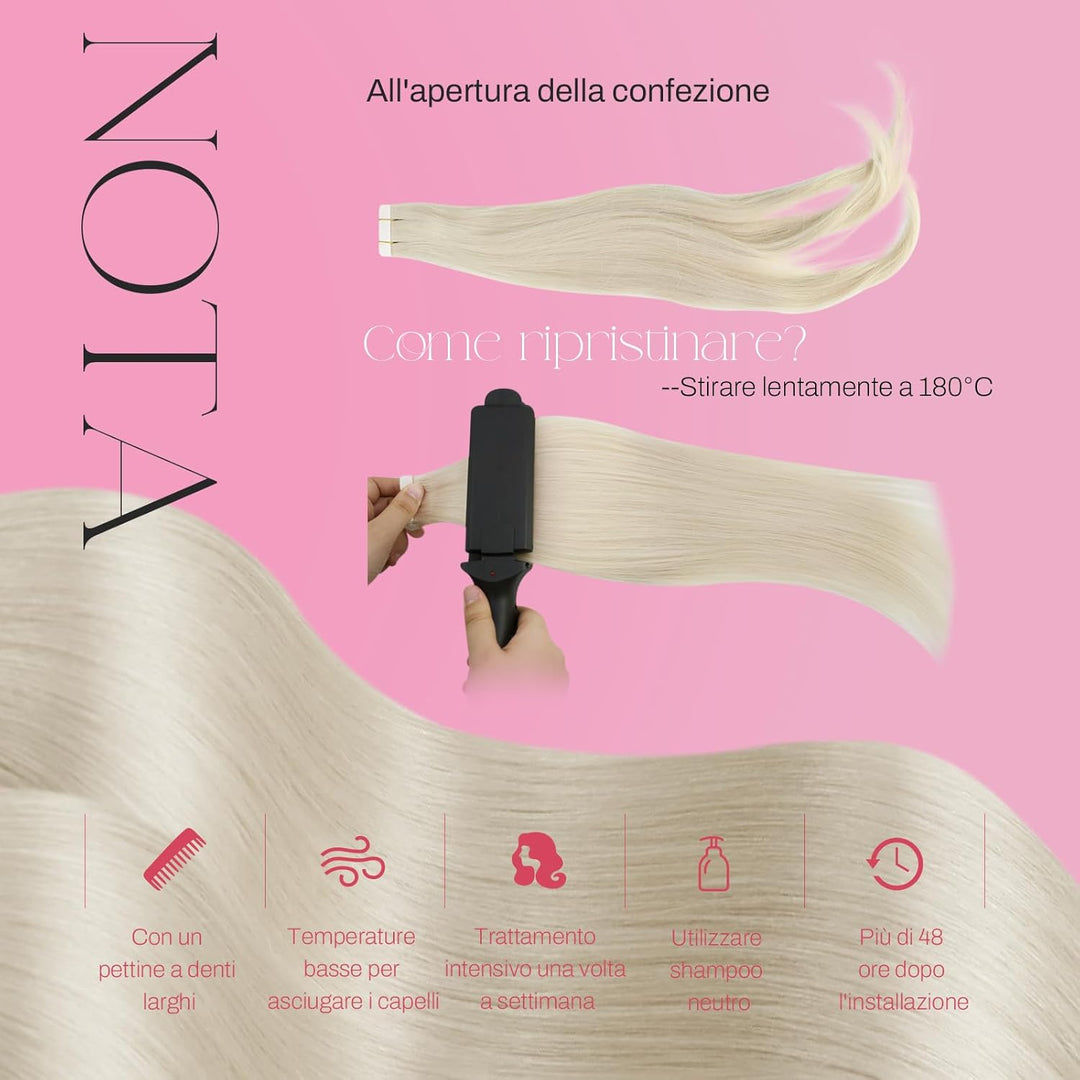 Moresoo Tape Extensions Echthaar Blond Remy Echthaar Tape in Extensions Platinblond Seamless Skin We