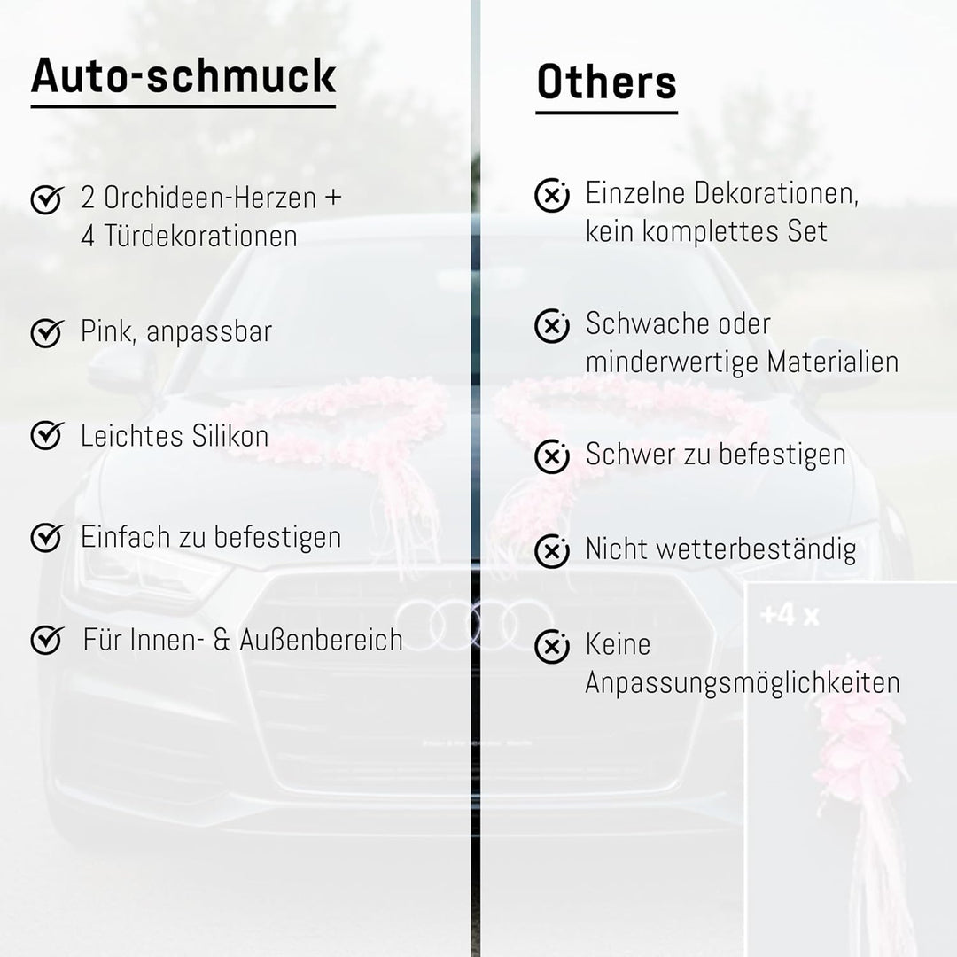 ORCHIDEEN Herzen Braut Paar Rose Deko Dekoration Hochzeit Car Auto Wedding ®Auto-schmuck Deko Girlan