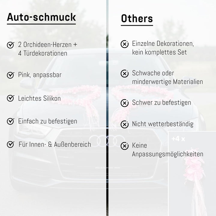 ORCHIDEEN Herzen Braut Paar Rose Deko Dekoration Hochzeit Car Auto Wedding ®Auto-schmuck Deko Girlan