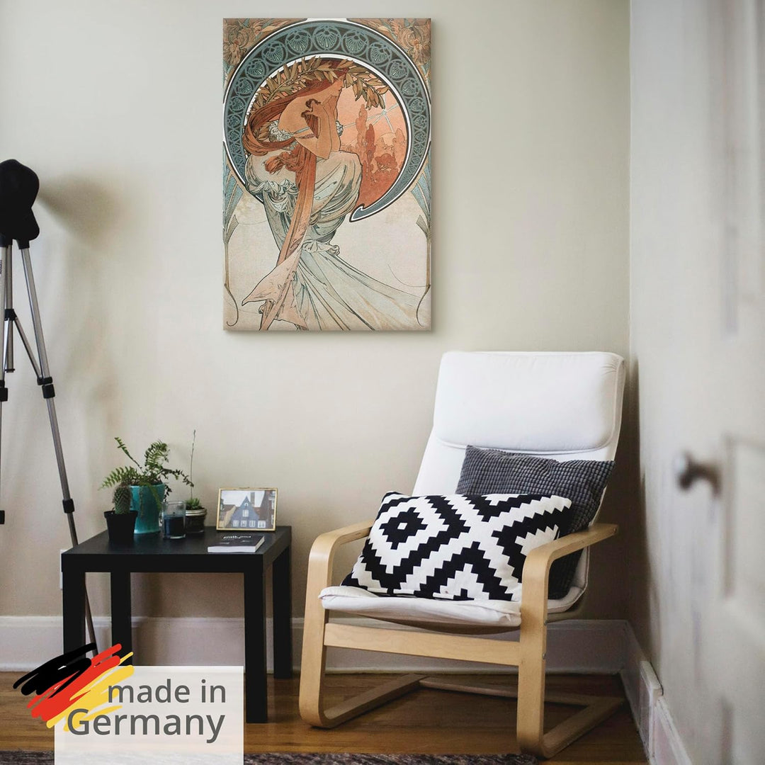 ARTland Leinwandbilder Wandbild Bild auf Leinwand 40x60 cm Wanddeko Frau Kleid Ornamente Vier Künste