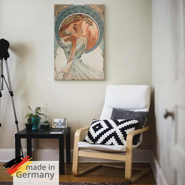 ARTland Leinwandbilder Wandbild Bild auf Leinwand 40x60 cm Wanddeko Frau Kleid Ornamente Vier Künste