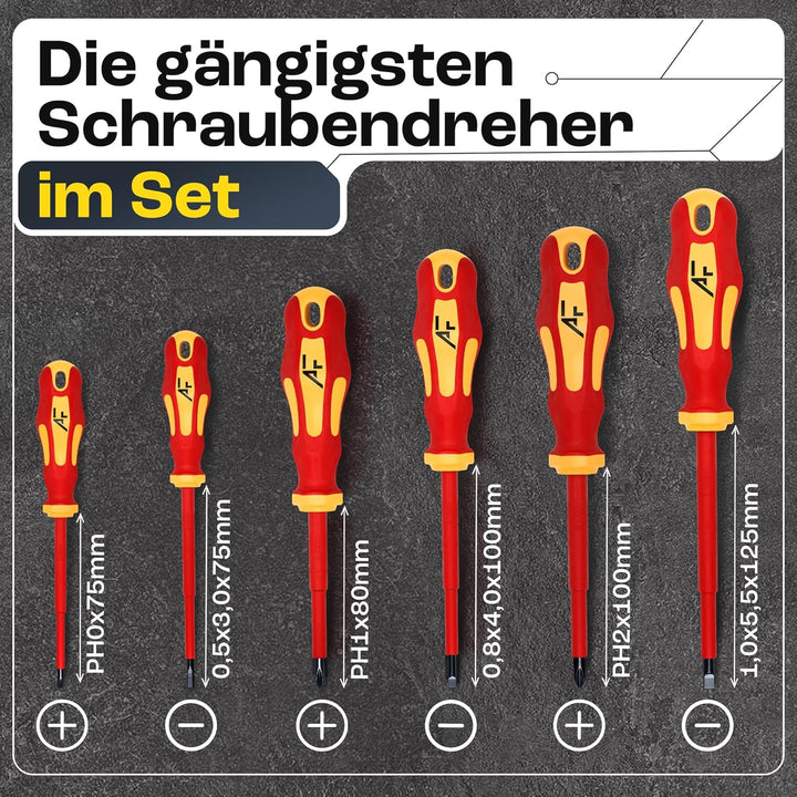 VDE Schraubendreher Set magnetisch - 6-teilig - 3 Kreuz - 3 Schlitz - isoliert bis 1000 V - Hergeste