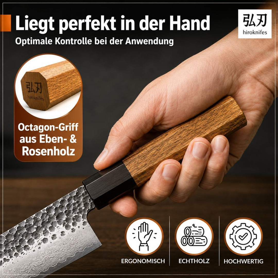 Santoku Messer 18 cm – Damastmesser Küchenmesser 67 Lagen VG10 Stahl – Japanisches Kochmesser mit Ts