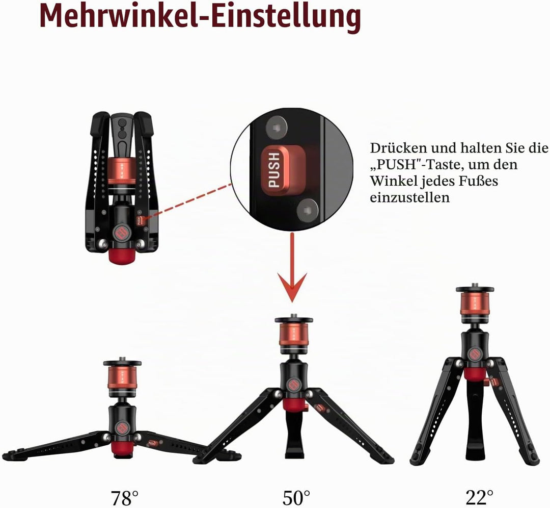 IFOOTAGE Cobra 3 Base, ragbares Mini-Tischstativ für Cobra 2 Einbeinstativ mit 360° Drehbarem Kugelk