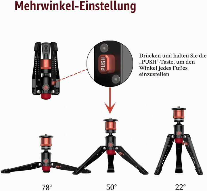IFOOTAGE Cobra 3 Base, ragbares Mini-Tischstativ für Cobra 2 Einbeinstativ mit 360° Drehbarem Kugelk