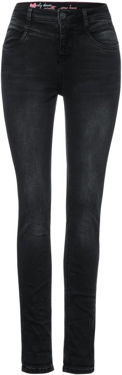 Street One Damen A375797 Jeanshose High Waist 26W / 32L Black Washed, 26W / 32L Black Washed