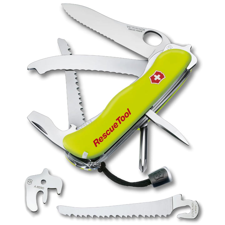 Victorinox Schweizer Taschenmesser Rescue Tool, Swiss Army Knife, 14 Funktionen, Frontscheibensäge,