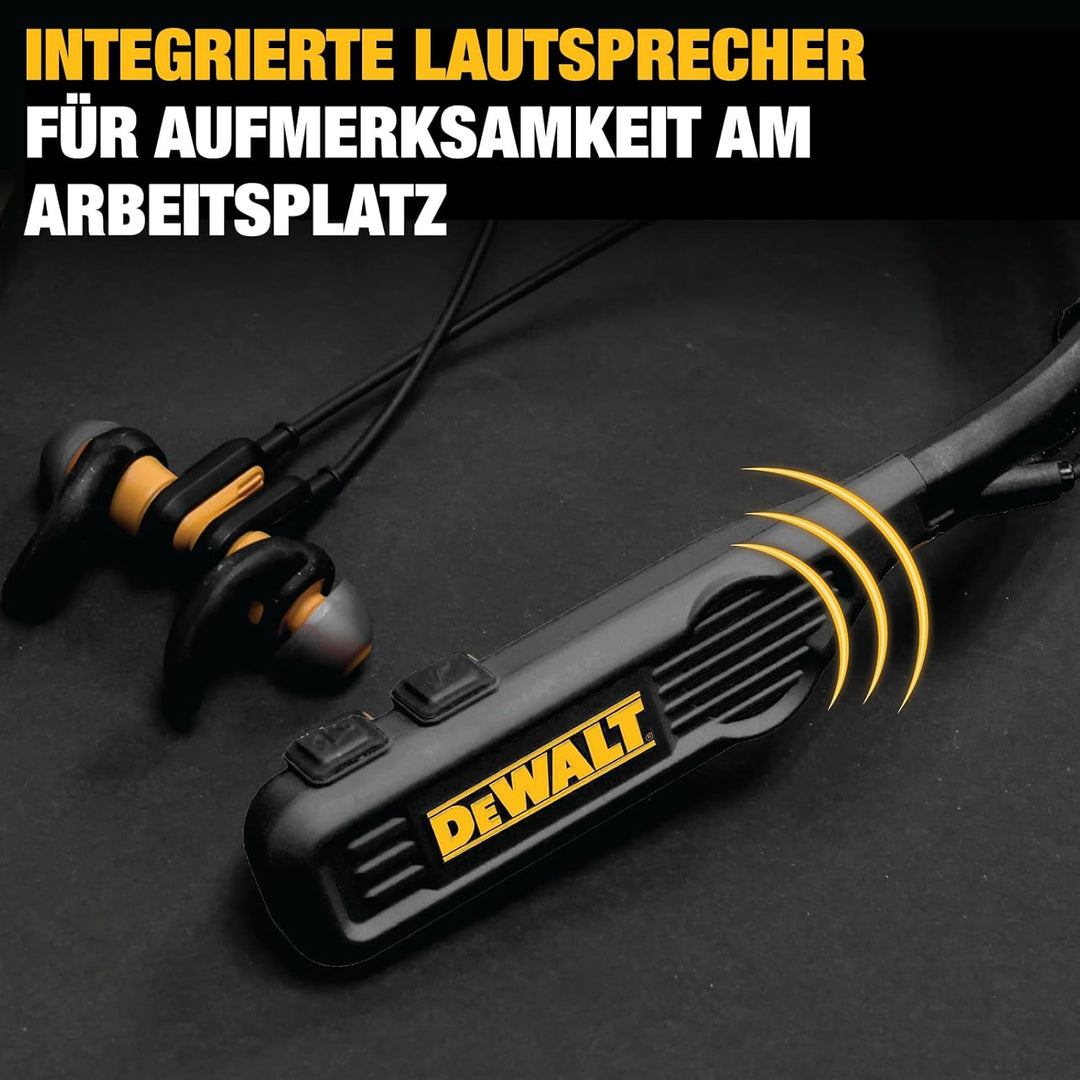 DEWALT Heavy Duty Black Edition 2-in-1 Bluetooth Nackenbügel-Kopfhörer mit Lautsprecher, kabelloses