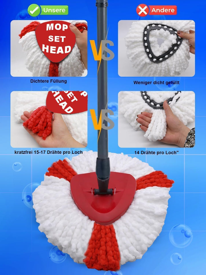6 Stuck Wischmopp Ersatzköpfe für Turbo 2-in-1 Mop, Wischmop Ersatzbezug, Mikrofaser Wischmob Ersatz