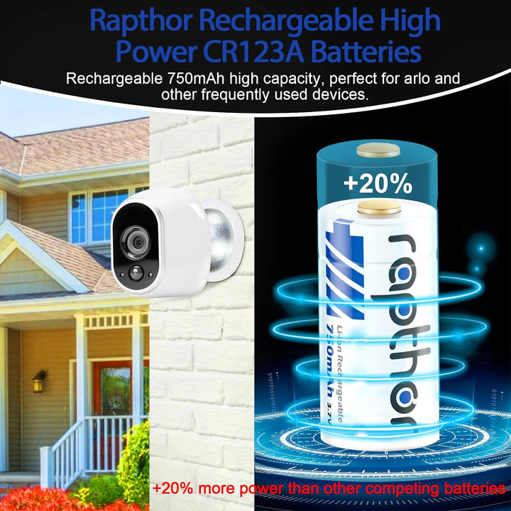 Rapthor Arlo Akkus Wiederaufladbar 750mAh High Capacity 3.7V Wiederaufladbarer Akku für Arlo Wireles