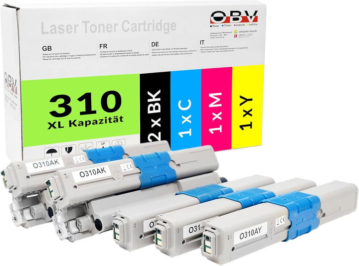 OBV 5X kompatibler Toner als Ersatz für Oki C310 C330 C510 C530 MC351 MC352 MC361 MC362 MC561 MC562