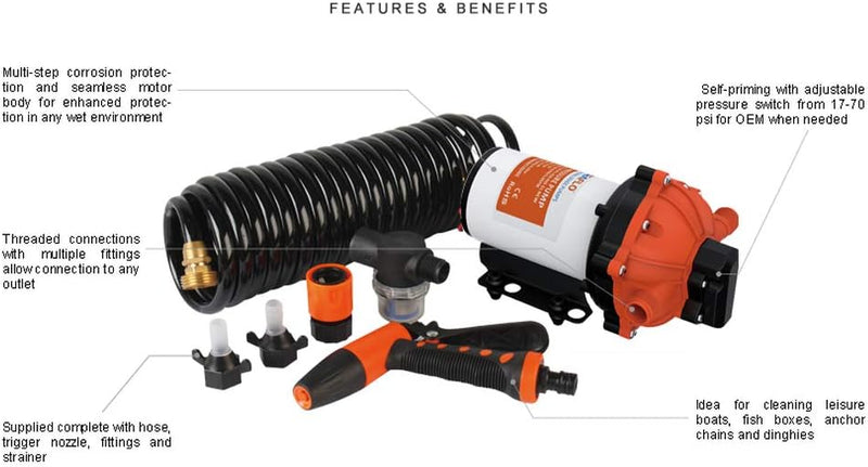 Seaflo Waschpumpenset Serie 55-12 V DC, 5,5 GPM, 70 PSI
