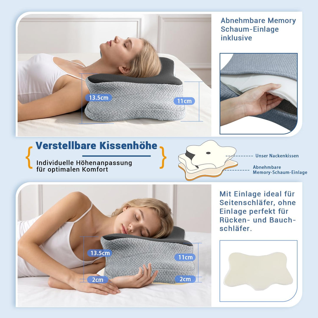 CHxxy Schmetterlingskissen, Memory Foam Nackenkissen, Ergonomisches Kissen | Seitenschläferkissen, N