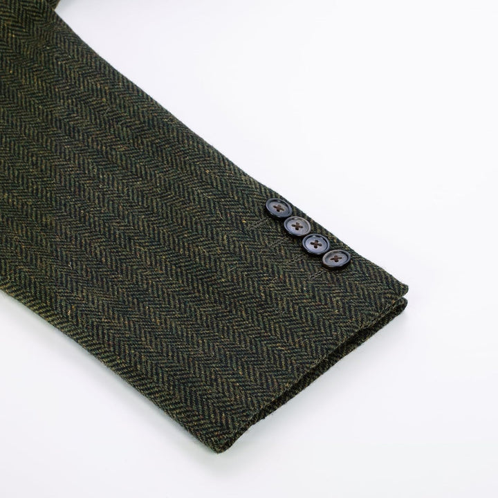PaulJones Sakko Herren 2 Knöpfe Vintage Blazer Tweed Sakko aus Wollmischung M Grün, M Grün