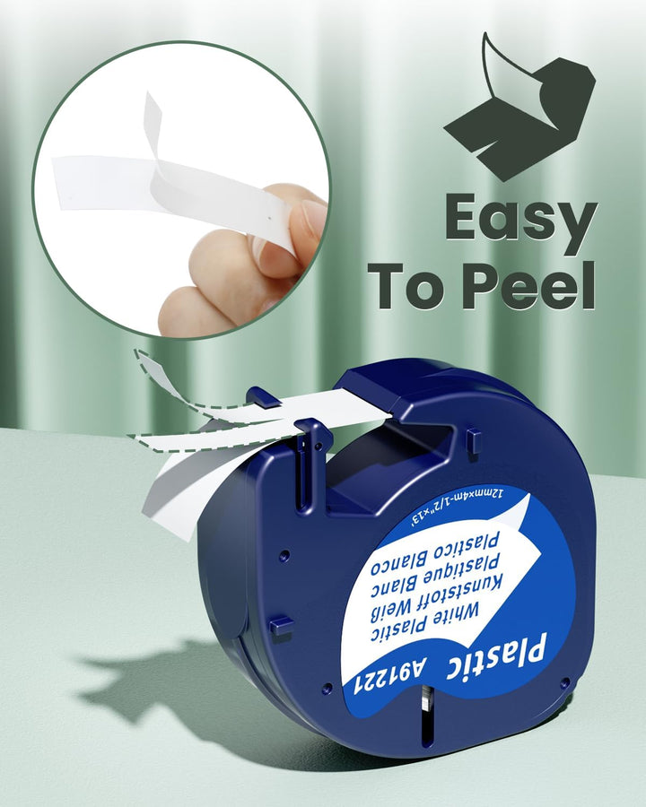 Wonfoucs Etikettenband Kompatibel mit Dymo LetraTag Beschriftungsgerät Bänder 91221-91225,12mm x 4m