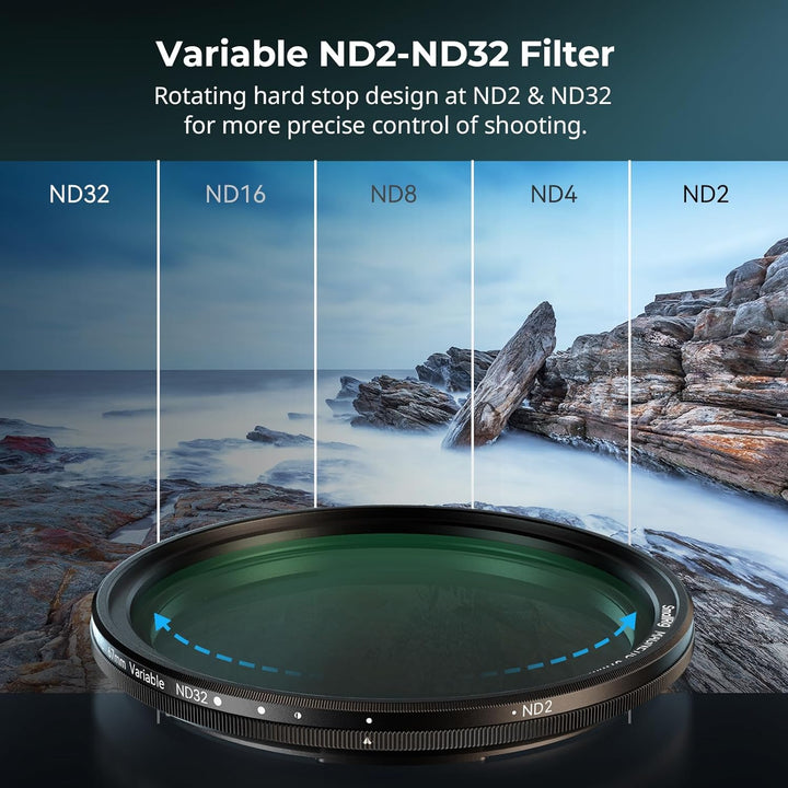 SMALLRIG 67mm Magnetischer VND-Filter ND2-ND32 (1-5 Blendenstufen) + 67mm Gewindefilterring, Kein X-