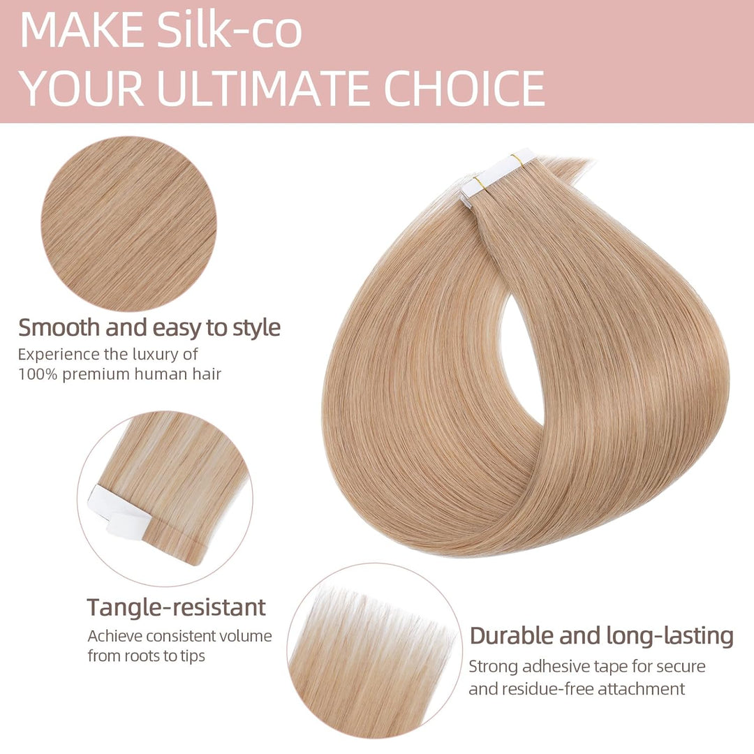 Silk-co Tape in Extensions Echthaar 20stk, leicht Version Tape Extensions Echthaar, Remy Haarextensi