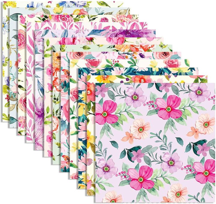 Florales Muster Scrapbook Papier, 30x30 cm, 24 Blatt/12 Designs Doppelseitiges Bastelpapier, Decoupa