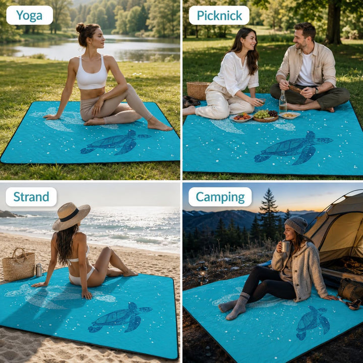 Stranddecke Wasserdicht Gepolstert Picknickdecke 200x200 cm - XXL Sandfrei Tragbare Waschbar Strandm