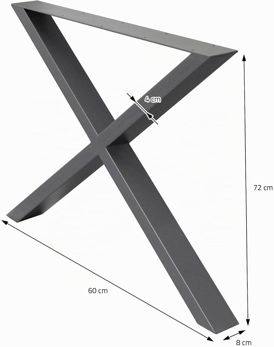 ECD Germany 2X Tischbeine X-Design X-Form, 60 x 72 cm, Anthrazit, pulverbeschichtete Stahl, Industri