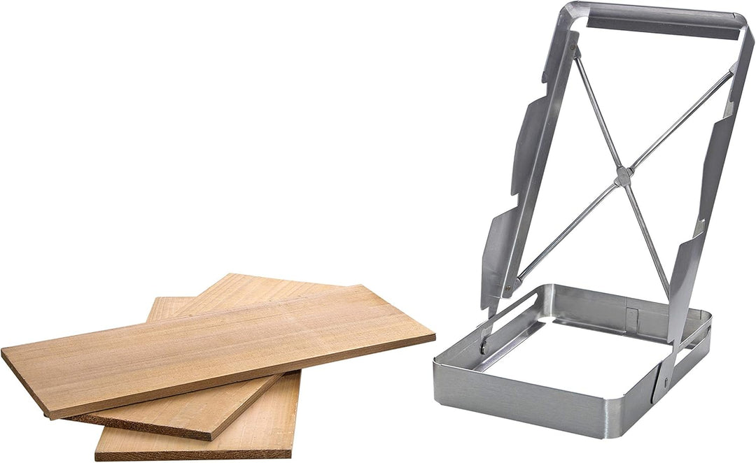 ALL'GRILL Holz Planket Treppe Edelstahl, klappbar inkl. Zedernholzplanken