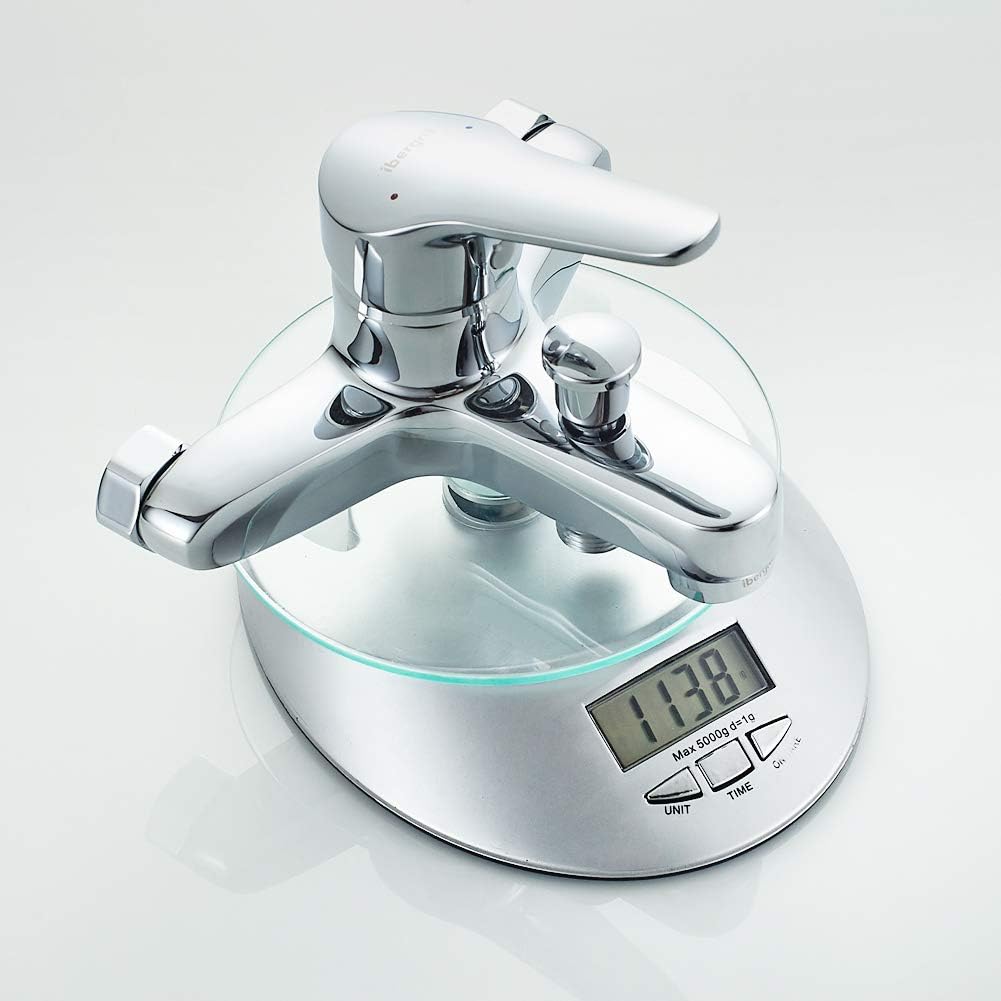 Ibergrif Roma - Einhand Badewannenarmatur Set, Wannenbatterie mit Duschkopf, Duschkopfhalter, und Br