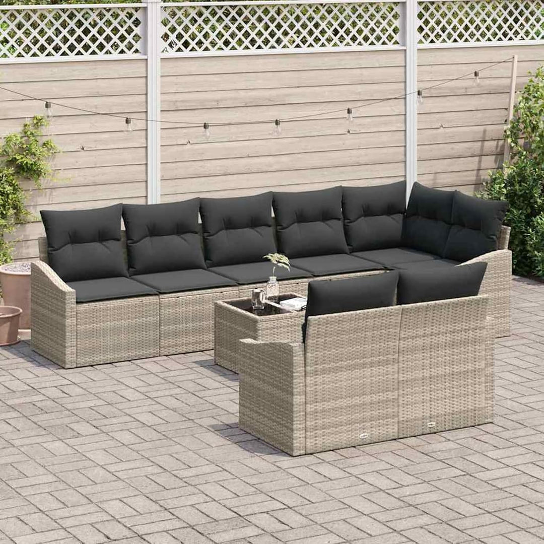 Homgoday Garten-Sofa-Set Hellgrau Poly-Rattan, Komfortabel &amp; Wetterfest für Terrasse &amp; Garten