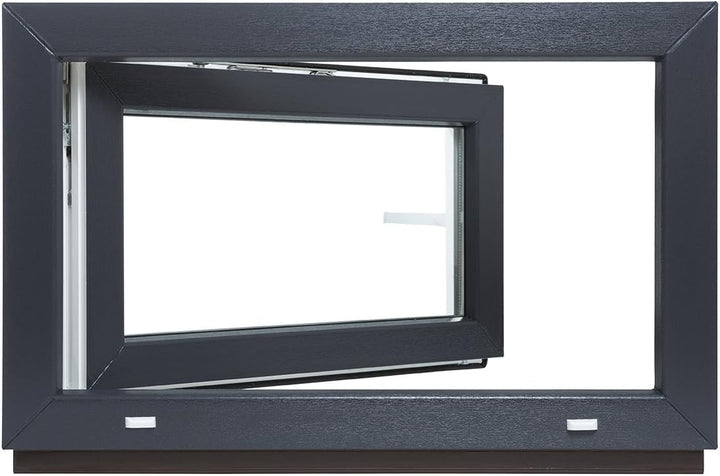 Kellerfenster - Kunststoff - Fenster - innen weiss/aussen anthrazit - BxH: 90 x 50 cm - 900 x 500 mm