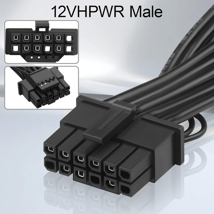 Adapterkabel 12 VHPWR auf 3 x 8 Pin PCIe für Grafikkarte, 18 AWG, massives Kupfer, 50 + 15 + 15 cm