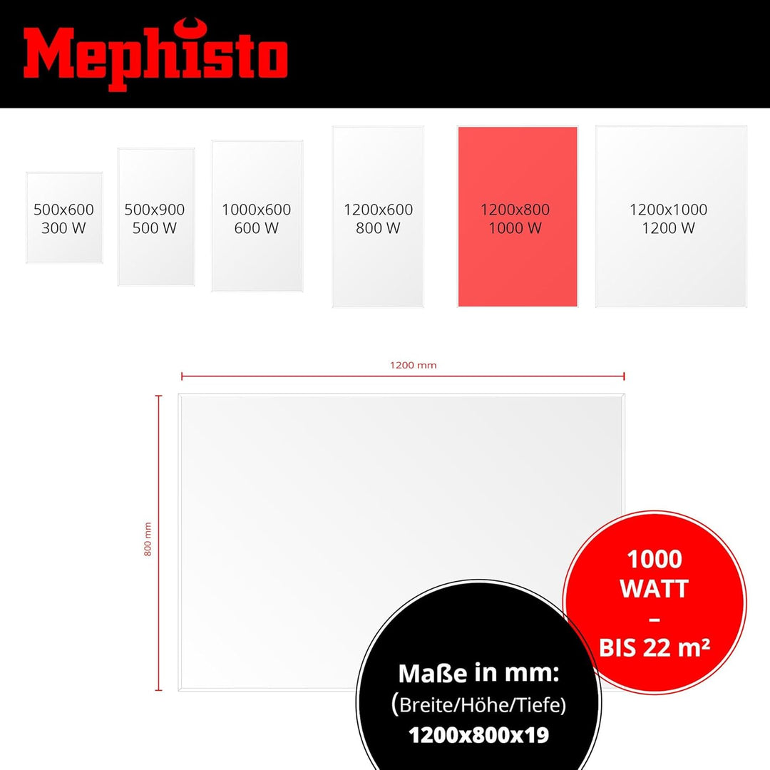 Mephisto Infrarot Heizung Wand- Decken-Standheizung energiesparend Elektroheizung inkl. Fernbedienun
