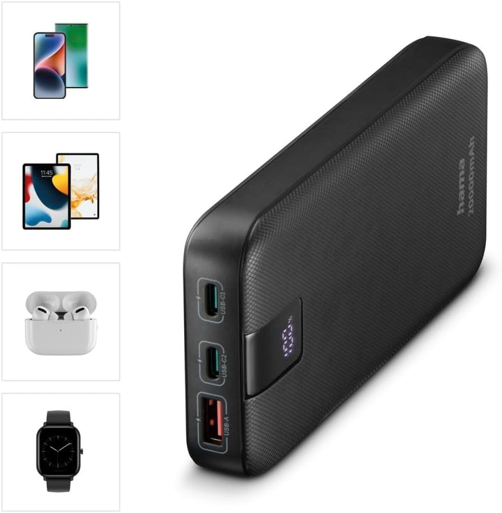 Hama Power Pack PD 20 20000mAh (externer Akku mit 2X USB C + 1x USB A, Power Pack Zertifiziert, Schn